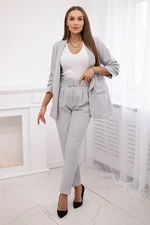 Elegant set of jacket and trousers in gray color