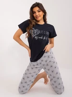 Navy blue women's pajamas with 3/4 pants