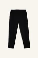 DEFACTO Crepe Trousers Carrot Fit Basic Straight Elastic Waist Slim Leg Pocket