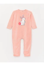 LC Waikiki Lcw Crew Neck Embroidery Detailed Velvet Baby Girl Jumpsuit (0-12 Months with Booties, 12 Months Without Booties)