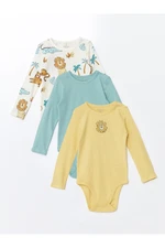 LC Waikiki 3-Piece Crew Neck Long Sleeve Printed Baby Boy Bodysuit