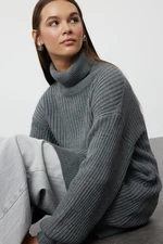 Trendyol Anthracite Ribbed Basic Knitwear Sweater