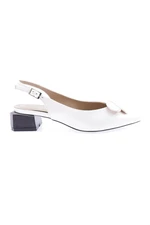 DGN 1361 Women's Pointed Toe Buckle Open Back Low Heel Shoes White