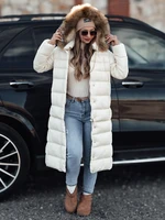 Women&#039;s winter quilted jacket with hood CROMBILA white Dstreet