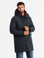 Ombre Classic long men's parka jacket - black