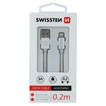 Datový kabel Swissten Textile USB/Lightning, 0,2m, stříbrný