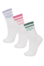 DEFACTO Girl's 3-Piece Cotton Long Socks