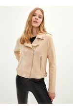 LC Waikiki Biker Collar Plain Suede Women's Coat