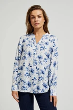 Women's blouse Moodo with floral print - white-blue