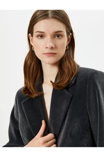 Koton Cashmere Coat Single Button Covered Pocket Shiny Textured