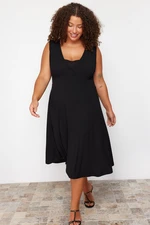 Trendyol Curve Black Single Jersey Knitted Plus Size Dress