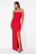 Trendyol Red Fitted Woven Long Evening Dress