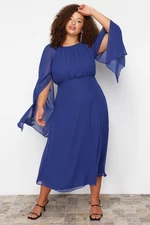 Trendyol Curve Saks Cape Sleeve Maxi/Long-Length Lined Chiffon Woven Plus Size Dress