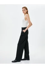 Koton Wide Leg Trousers High Waist Pocket Detailed