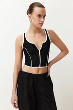 Trendyol Black Zippered Ribbed Flexible Crop Knitted Tank Top