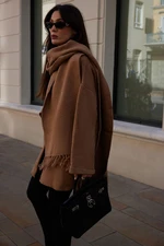 Trendyol Brown Knitwear Coat with Shawl