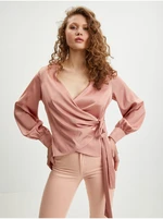 Pink Ladies Wrap Satin Blouse Guess Lovisa - Women