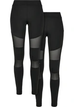 Women's Tech Mesh Leggings 2-Pack Black+Black