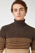 Koton Men's Brown Striped Sweater