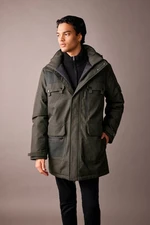 DEFACTO Water Repellent Hooded Zippered Double Pocket Coat Parka