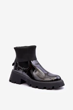 Women's shiny ankle boots black Pavo