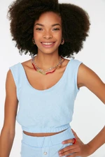 Trendyol Light Blue Terry Crop, Knitted Singlets