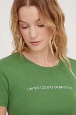 Bavlnené tričko United Colors of Benetton dámsky, zelená farba