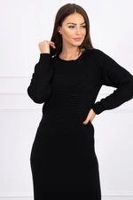 Striped sweater dress in black