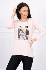 Tide print blouse in powder pink