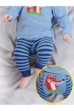 Denokids Fox Baby Boy Knitted Blue Leggings-Pants