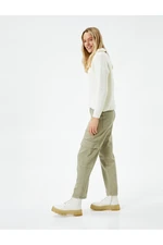 Koton Cargo Pants Straight Leg Pocket Detail Buttoned Cotton