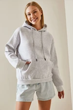 XHAN Gray Kangaroo Pocket Hoodie Sweatshirt