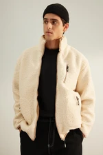 Trendyol Ecru Men's Regular Fit Welsoft Plush Coat.