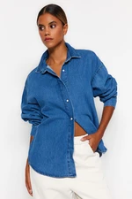 Trendyol Navy Blue Oversized Denim Shirt