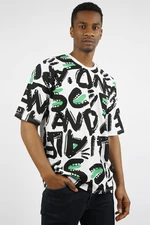 XHAN Green Patterned Oversized T-shirt