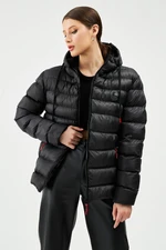 River Club Women's Black Lined Water And Windproof Hooded Winter Puffer Coats