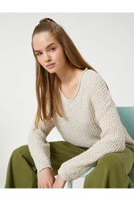 Koton V-Neck Knitwear Sweater Knit Long Sleeve Ribbed