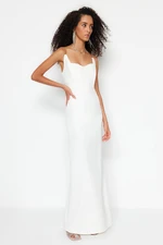 Trendyol Ecru Lined Woven Wedding/Wedding Long Evening Evening Dress