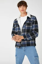 Koton Men's Blue Plaid Jacket