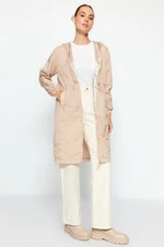 Trendyol Beige Oversized Hooded Water-Repellent Raincoat