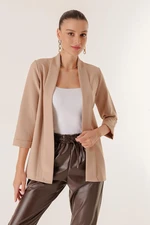 By Saygı Lycra Double Sleeve Fabric Short Jacket with Shawl Collar Width Length.