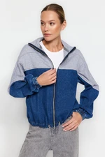 Trendyol Blue Knitted Mixed Oversize Denim Jacket