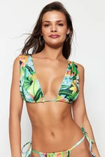 Trendyol Tropical Patterned Triangle Tie Bikini Top