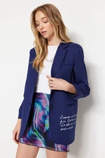 Trendyol Navy Blue Oversize Lined Woven Blazer Jacket