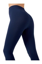 LOS OJOS Women's Navy High Waist Seamless Ribbons Contouring Sports Leggings.