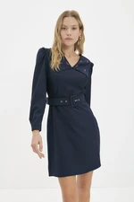 Trendyol Navy Blue V-Neck Woven Dress