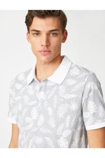 Koton Polo Neck T-Shirt Floral Buttoned Short Sleeve Slim Fit