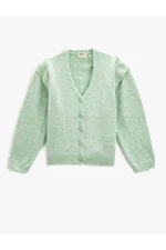 Koton Basic Knitwear Cardigan with a Soft Texture, Long Sleeves, V-Neck With Buttons.