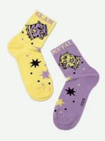 Conte Woman's Socks 386 Yellow-Lilac