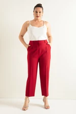 Lafaba Women's Burgundy Plus Size Fabric Trousers